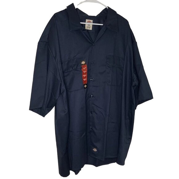 Dickies Men's Short Sleeve Work Shirt Blue/Black New W/O Tags 4XL - Picture 1 of 14